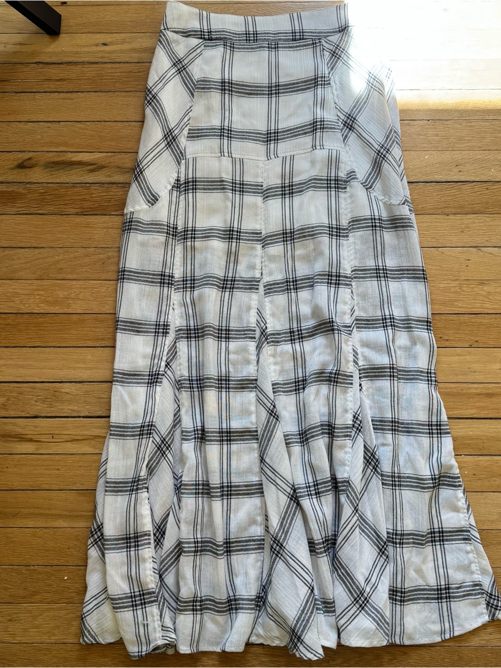 Free People Black and White Plaid Flared Maxi Skirt - Picture 7 of 7